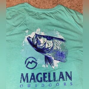 Magellan Outdoors Bass River Fish Tee Beach Green Tee Mens Size 2XL XXL Shirt
